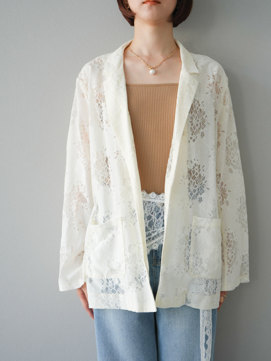 [予約]レーステーラードジャケット/アイボリー