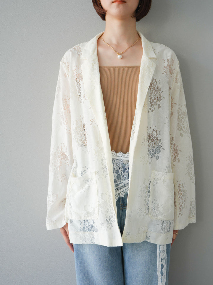 [予約]レーステーラードジャケット/アイボリー