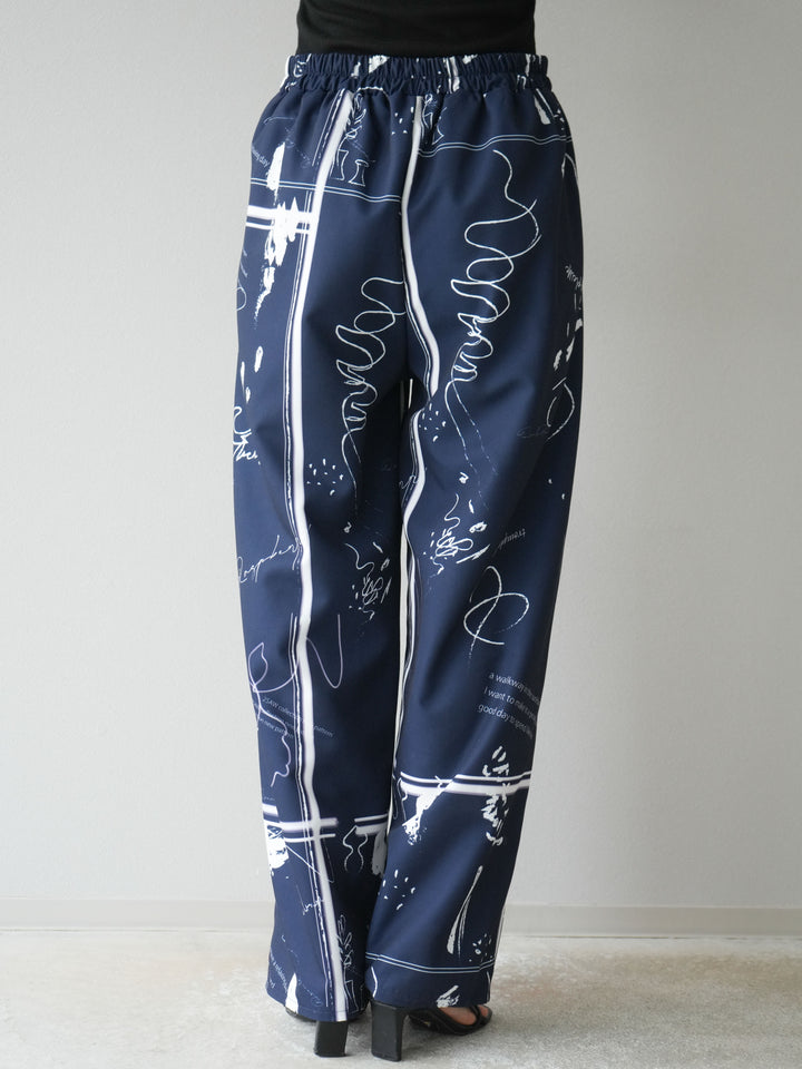 [予約]ペイント柄タックパンツ/ネイビー