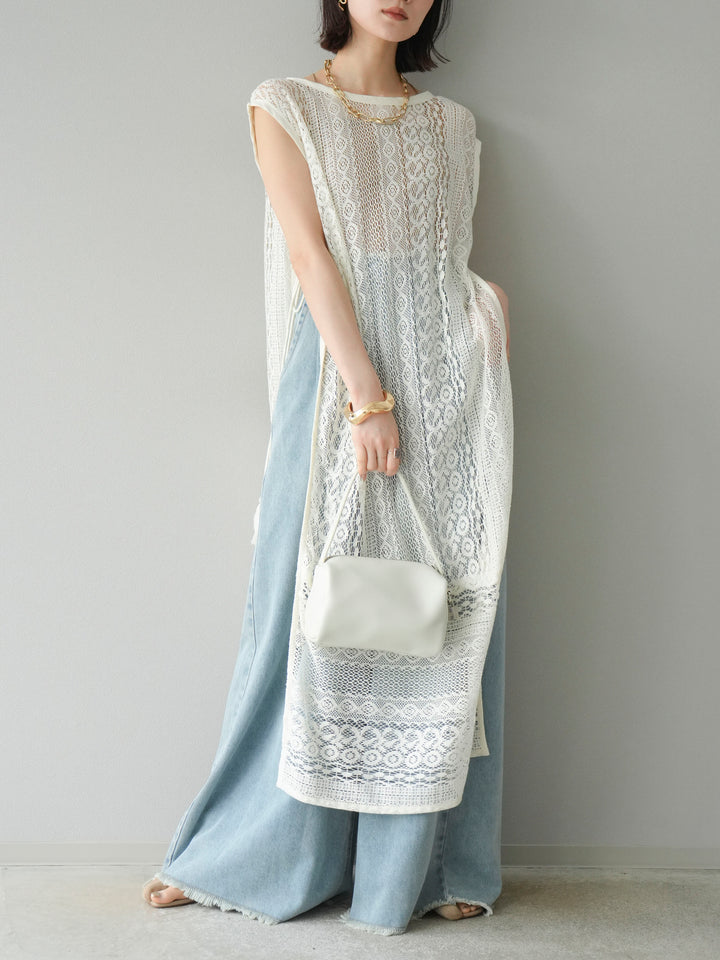 [予約]インド製レースレイヤードワンピース/オフ