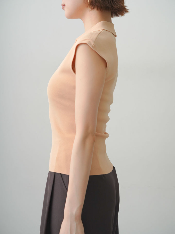 [予約]スキッパーフレンチニットトップス/pink