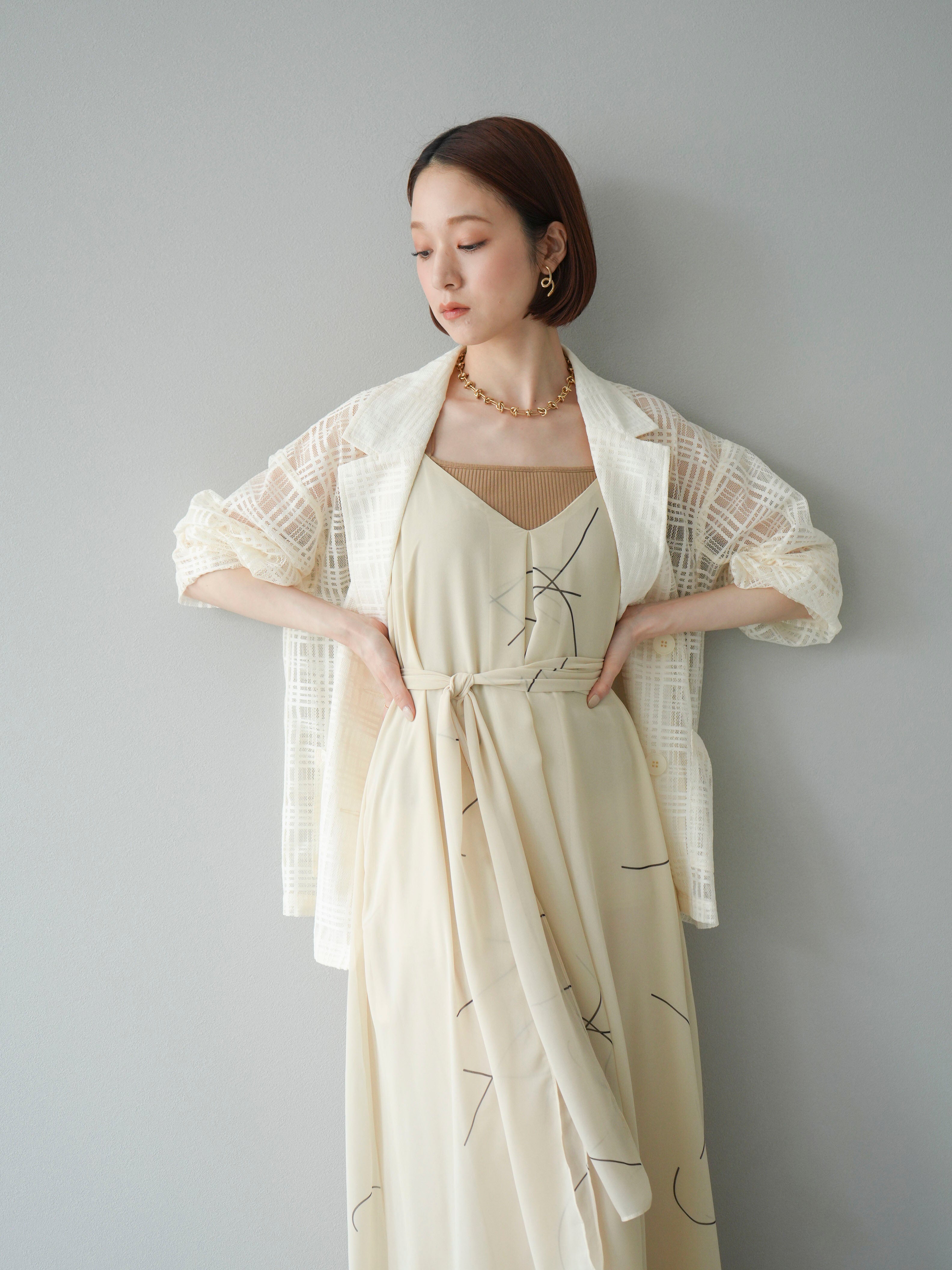 予約]ペンタッチシフォンキャミワンピース/アイボリー – Lumier