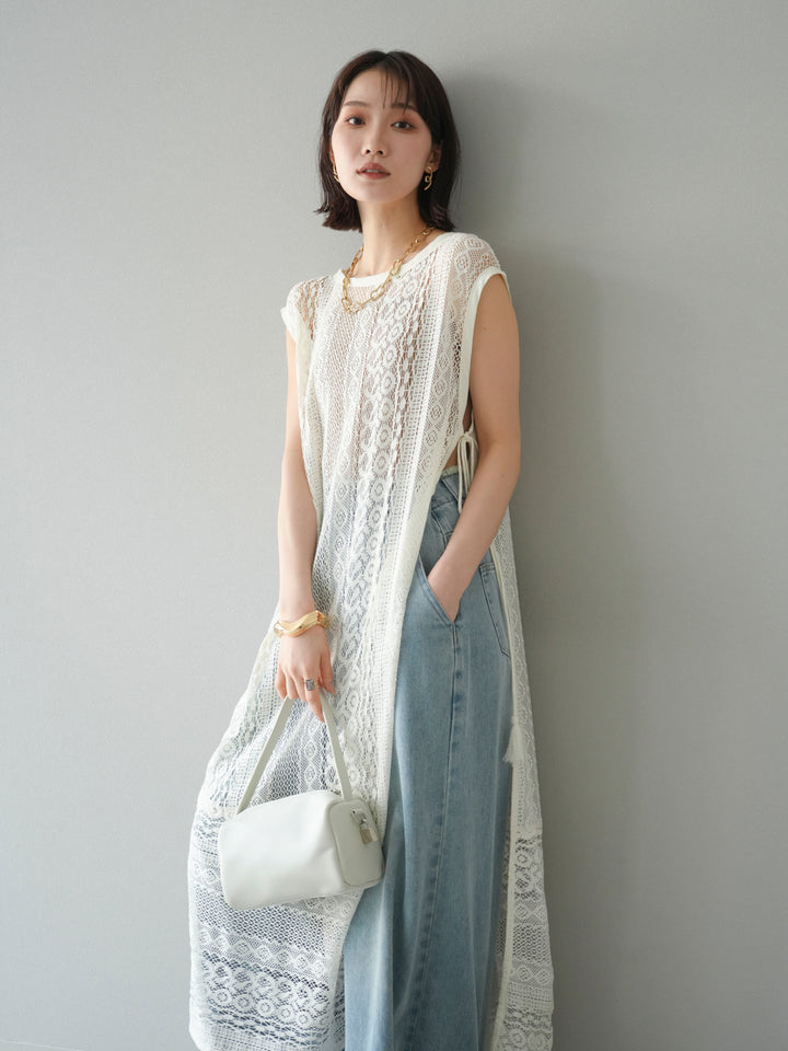 [予約]インド製レースレイヤードワンピース/オフ
