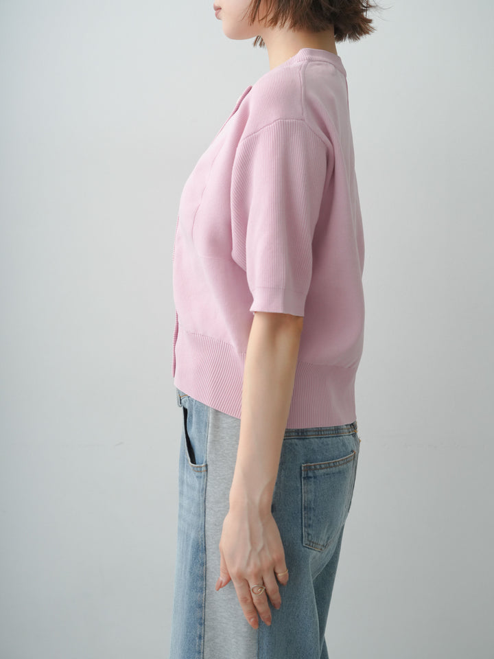 [予約]ゴールドボタンハーフニットカーディガン/pink