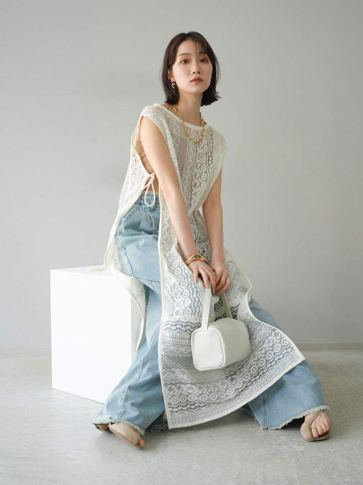 [予約]インド製レースレイヤードワンピース/オフ