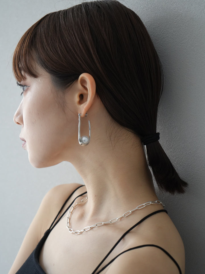 [予約]PEARL MOTIF OVAL PIERCE/シルバー