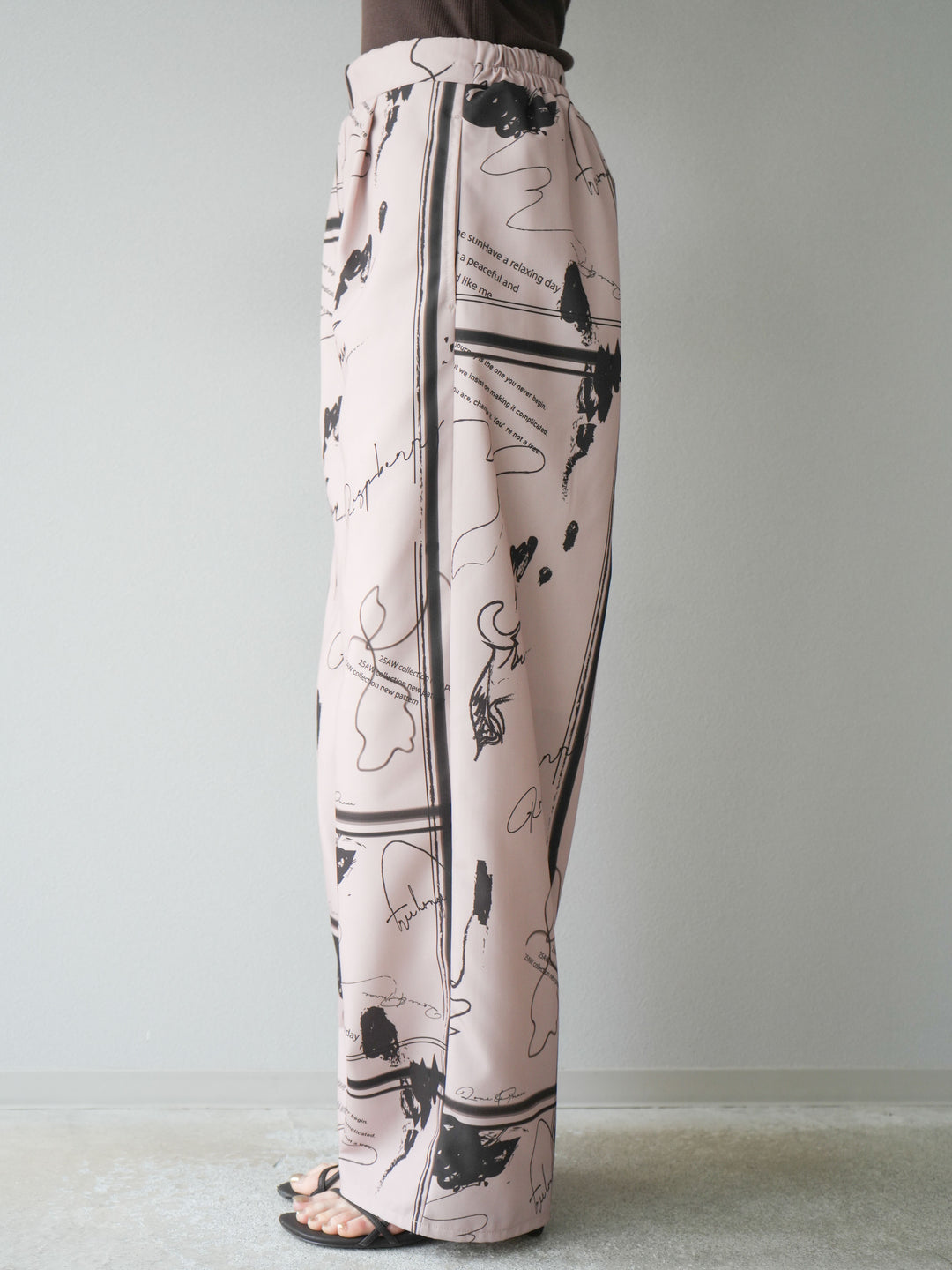 【預購】彩繪褶襉褲/米色