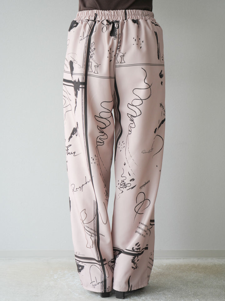 【預購】彩繪褶襉褲/米色