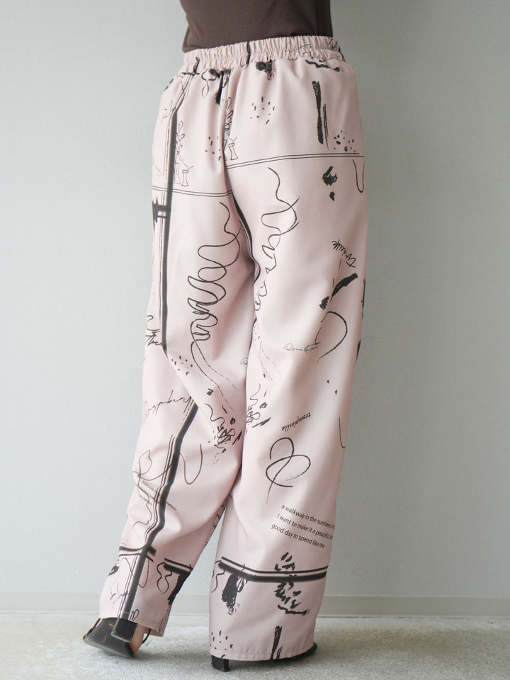 【預購】彩繪褶襉褲/米色