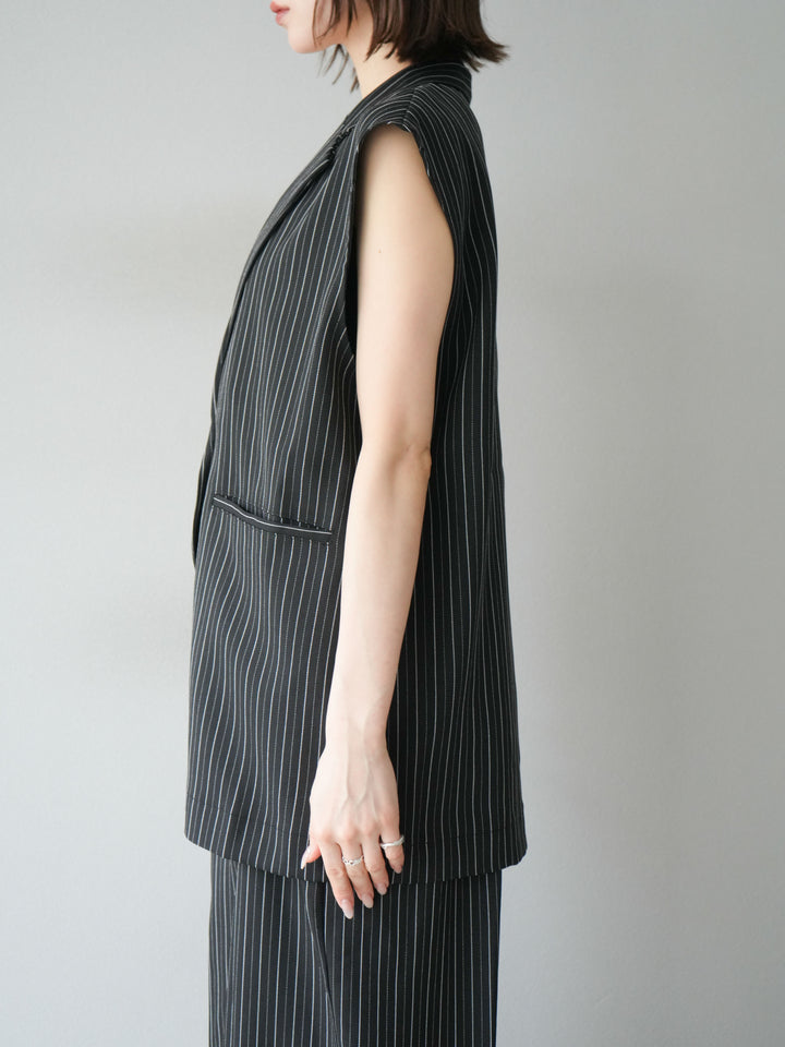 [予約]ヘリンボーンストライプジレ/ブラック