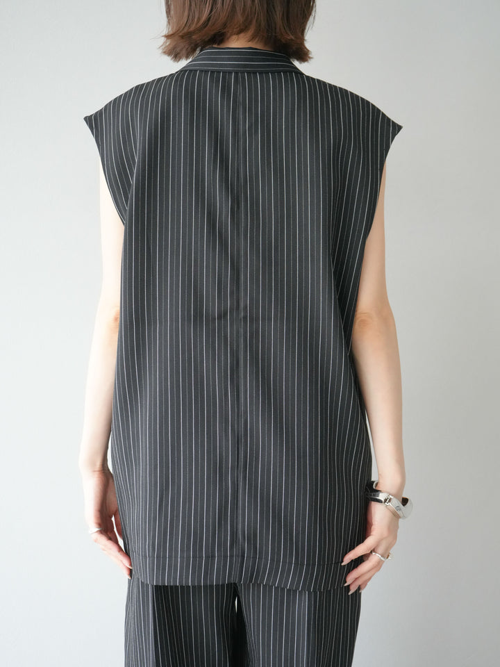 [予約]ヘリンボーンストライプジレ/ブラック