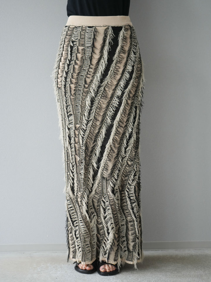 [予約]ミックスヤーンフリンジタイトスカート/ミックス