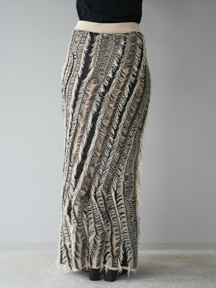 [予約]ミックスヤーンフリンジタイトスカート/ミックス