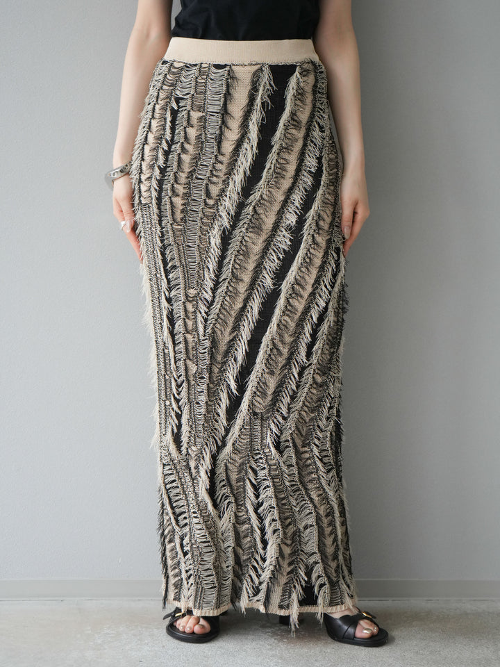 [予約]ミックスヤーンフリンジタイトスカート/ミックス