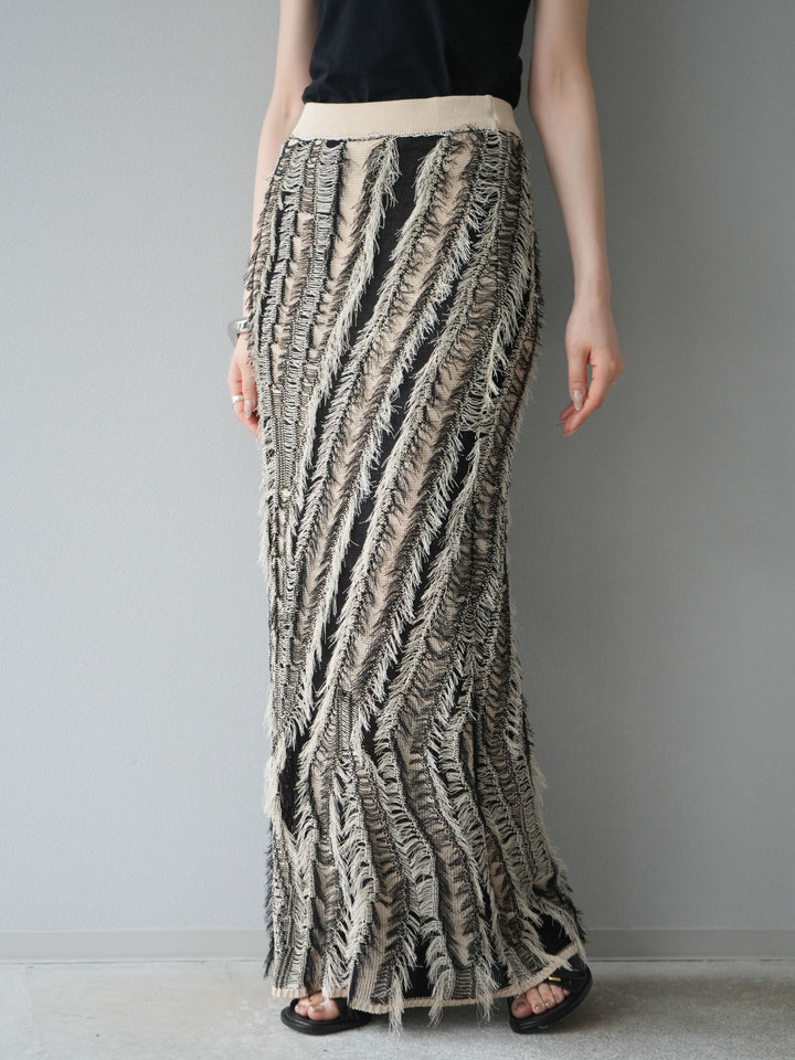 [予約]ミックスヤーンフリンジタイトスカート/ミックス