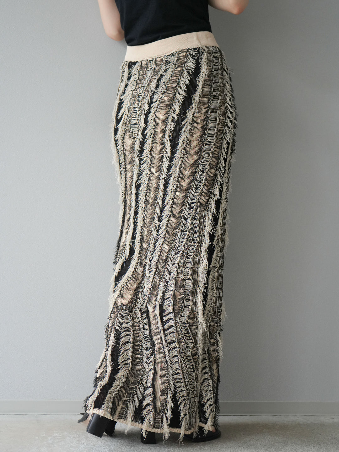 [予約]ミックスヤーンフリンジタイトスカート/ミックス