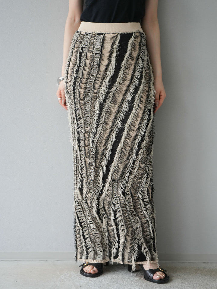 [予約]ミックスヤーンフリンジタイトスカート/ミックス