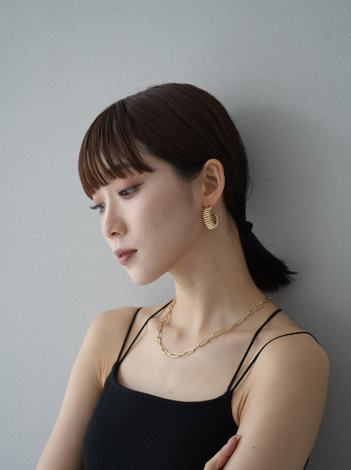 [予約]ACCORDION HOOP PIERCE/ゴールド