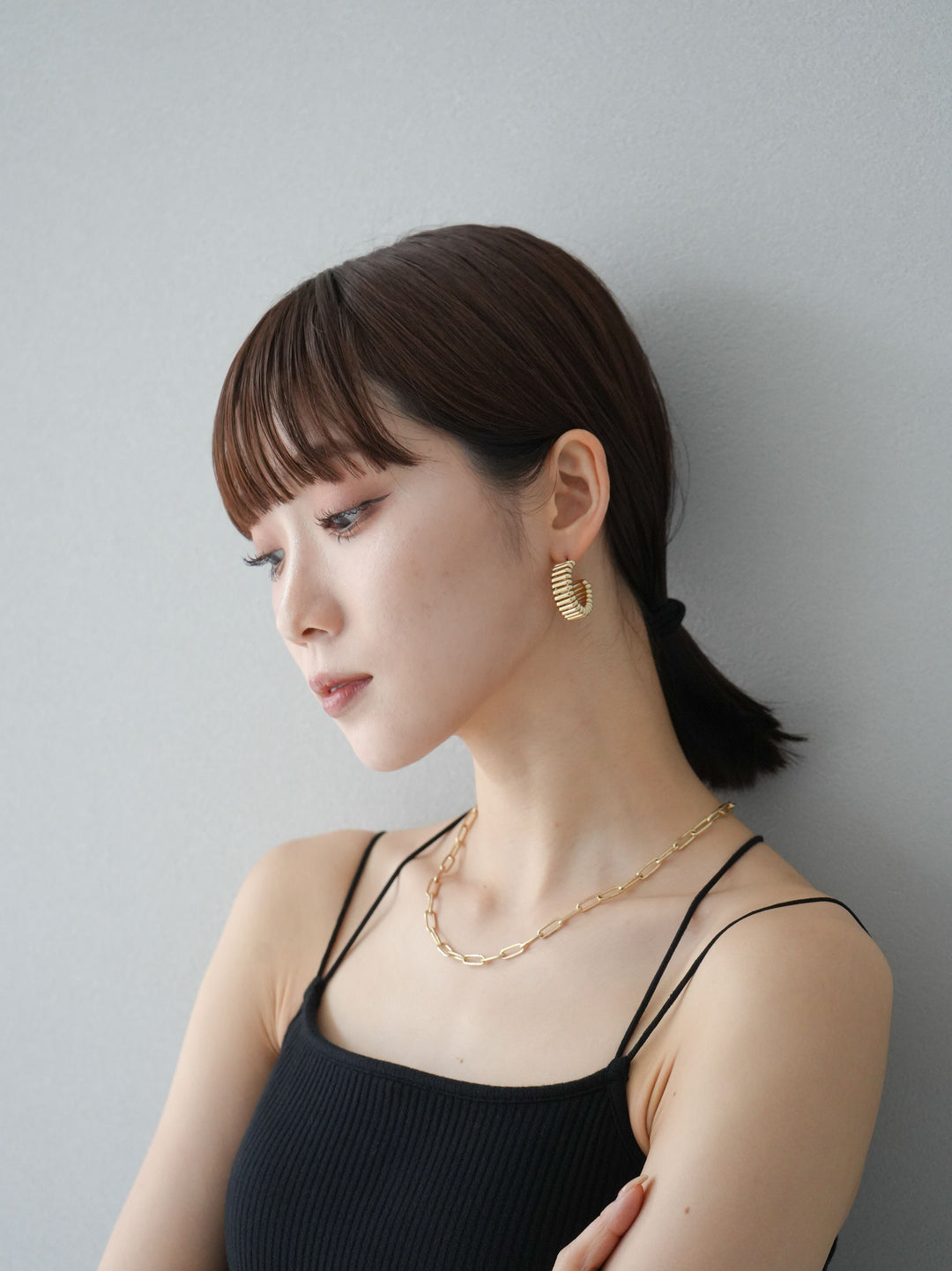 [予約]ACCORDION HOOP PIERCE/ゴールド