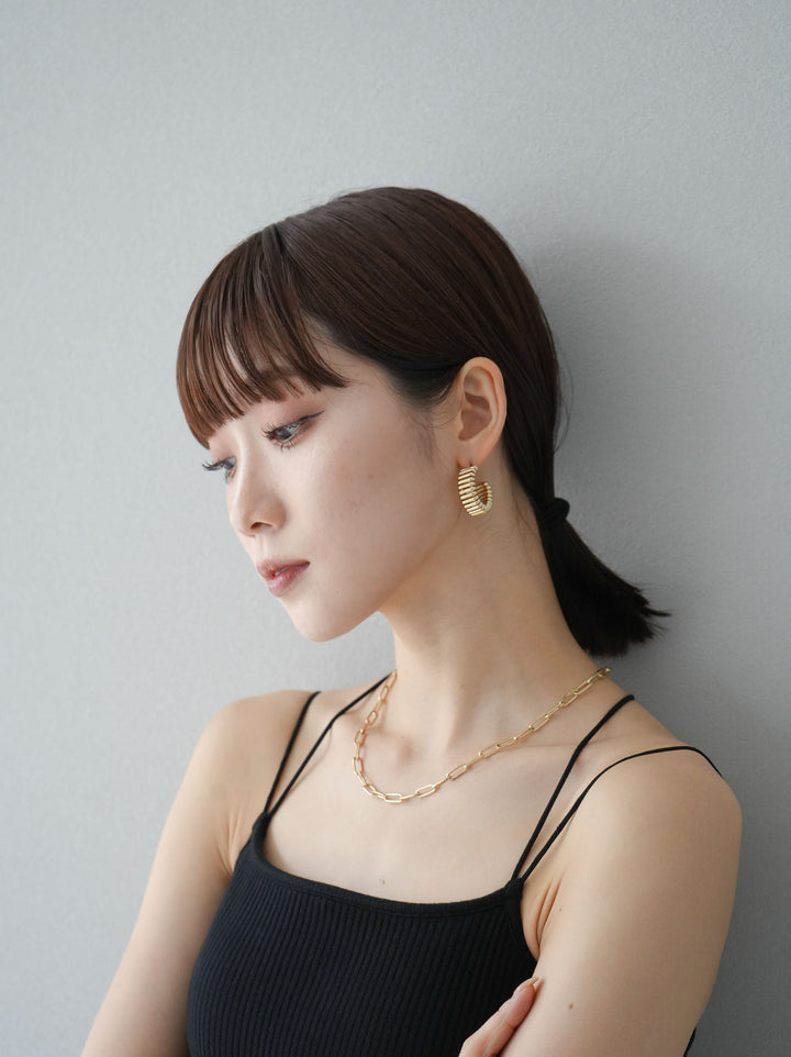 [予約]ACCORDION HOOP PIERCE/ゴールド