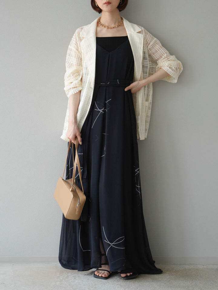 【預購】Pen-touch 雪紡吊帶洋裝/黑色