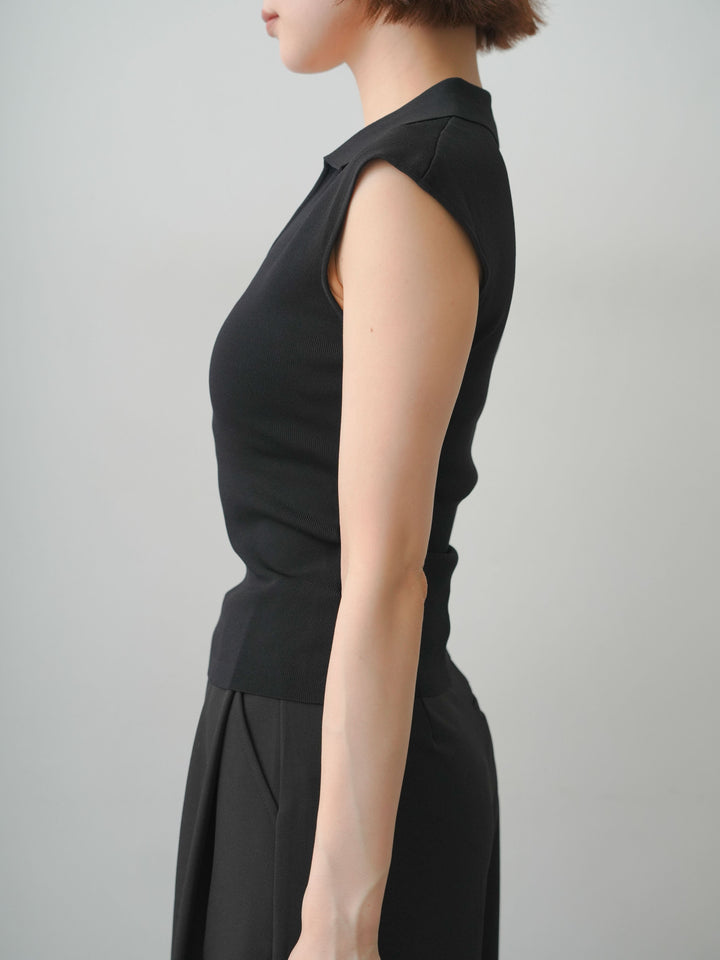 [予約]スキッパーフレンチニットトップス/black