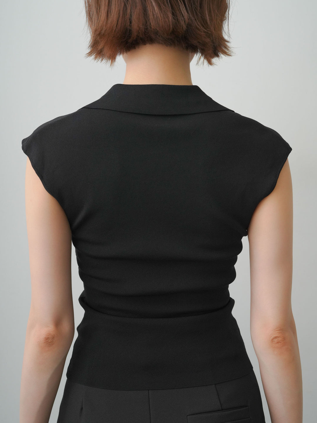 [予約]スキッパーフレンチニットトップス/black