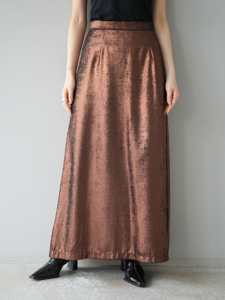 [予約]箔プリントナロースカート/ブロンズ