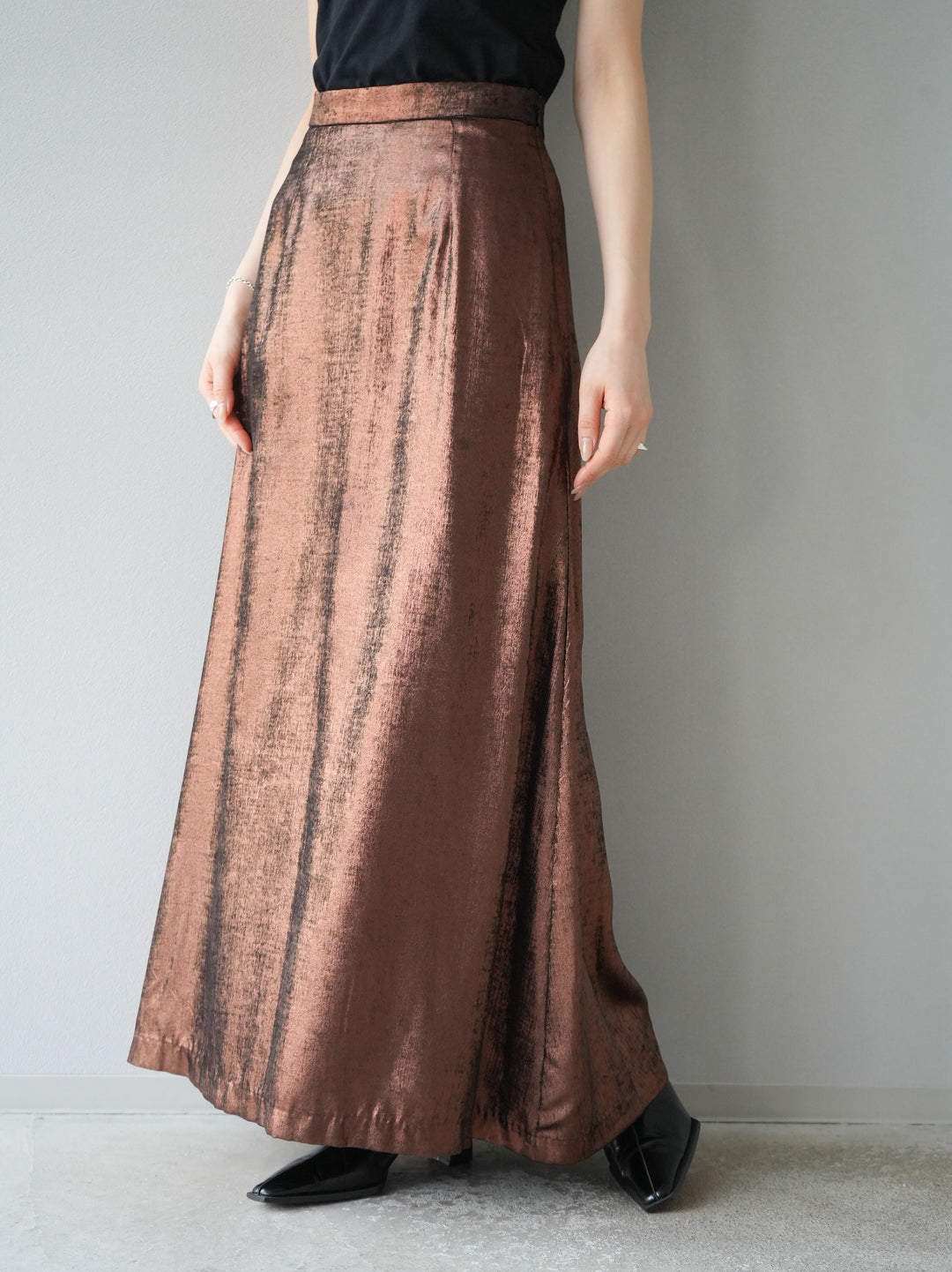 [予約]箔プリントナロースカート/ブロンズ