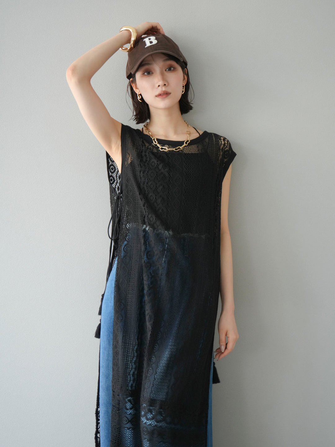 [預購] 印度蕾絲層疊洋裝/黑色