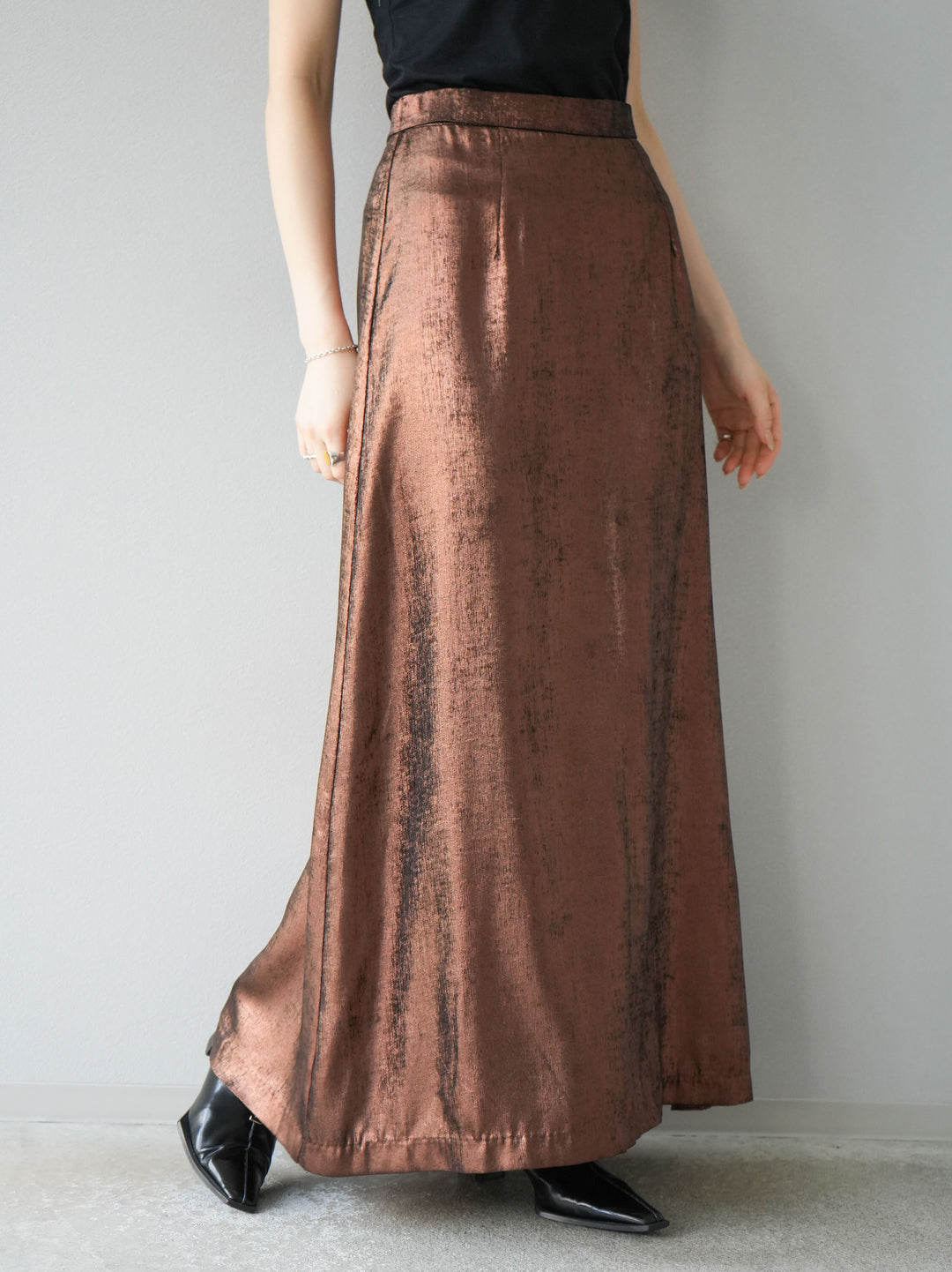 [予約]箔プリントナロースカート/ブロンズ