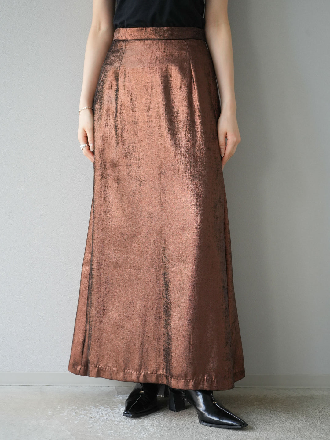 [予約]箔プリントナロースカート/ブロンズ