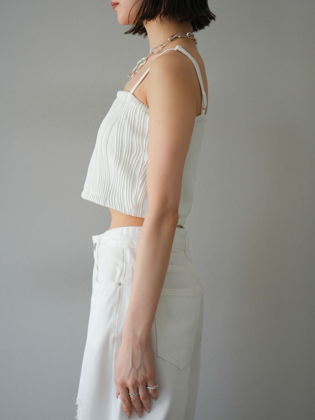 [預購]波浪滾邊杯裸色吊帶背心/可脫