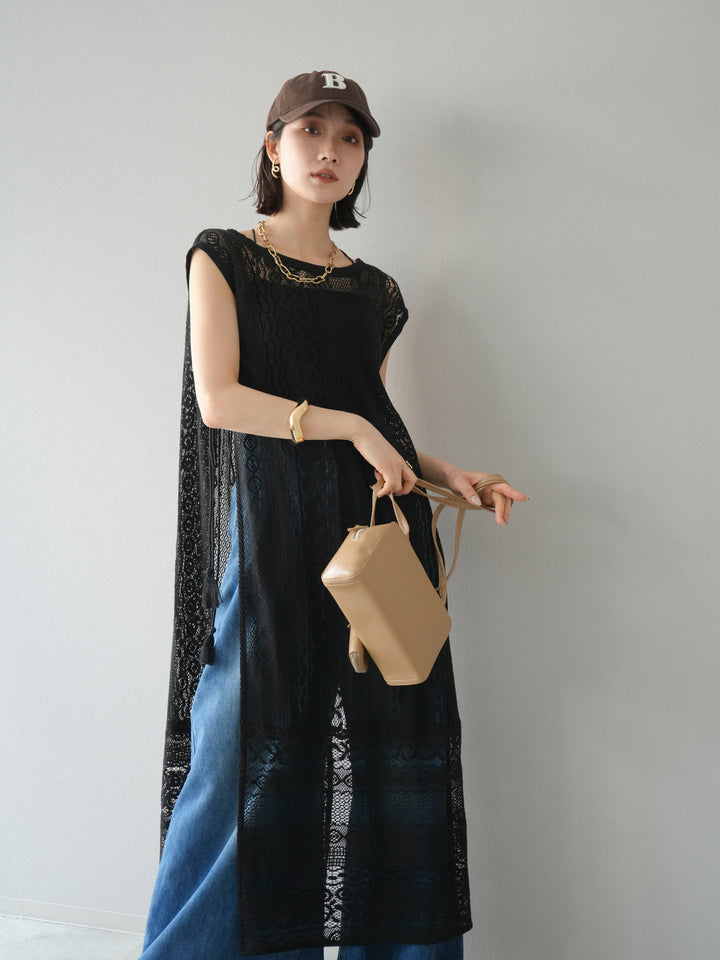 [預購] 印度蕾絲層疊洋裝/黑色