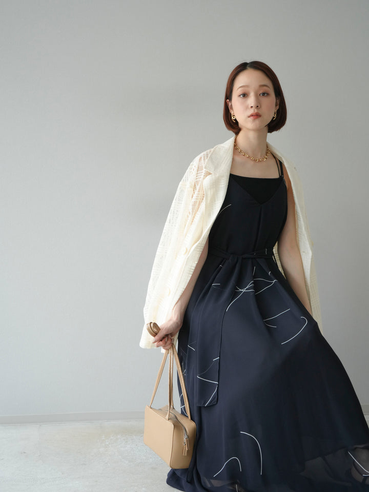 【預購】Pen-touch 雪紡吊帶洋裝/黑色