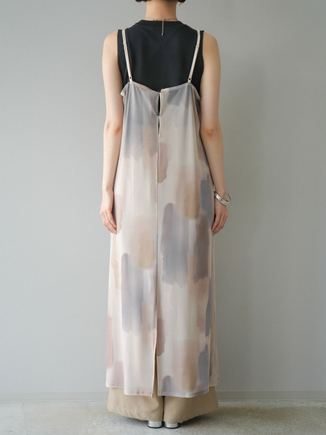 [予約]水彩アートシアーキャミワンピース/エクリュ