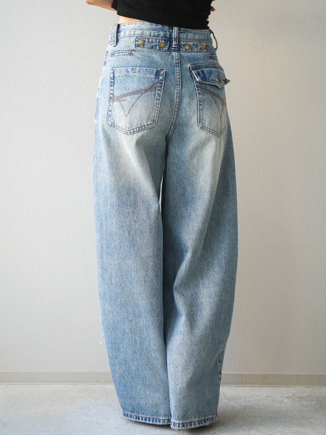 [予約]ダメージデニムセミワイドパンツ/lightblue