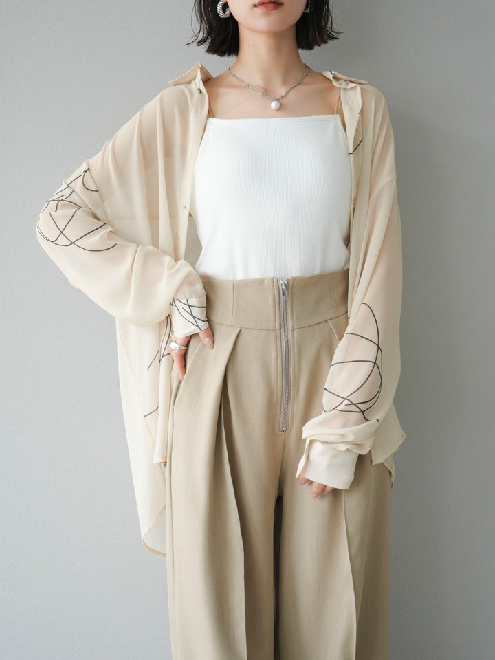 [予約]ペンタッチシフォンシャツ/アイボリー