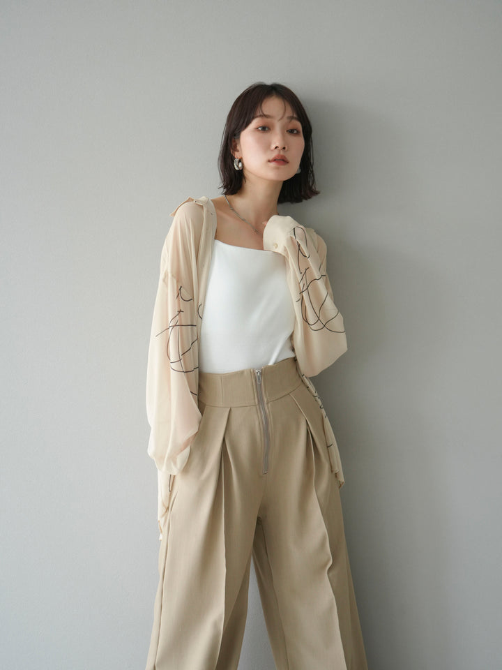 [予約]ペンタッチシフォンシャツ/アイボリー