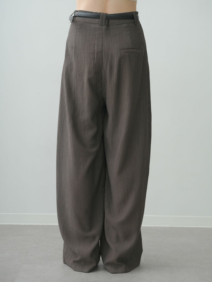 [予約]ベルト付ワッシャーライトワイドパンツ/brown