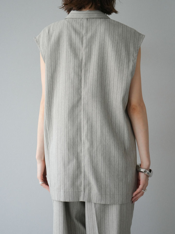 [予約]ヘリンボーンストライプジレ/グレージュ