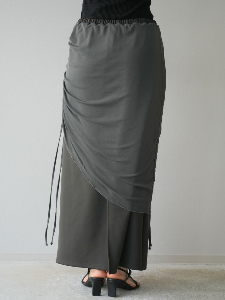 [予約]シアーレイヤードタイトスカート/チャコール