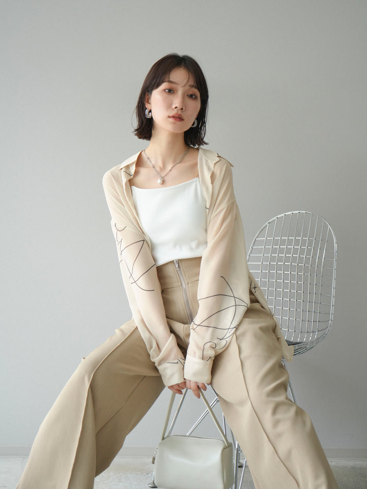 [予約]ペンタッチシフォンシャツ/アイボリー