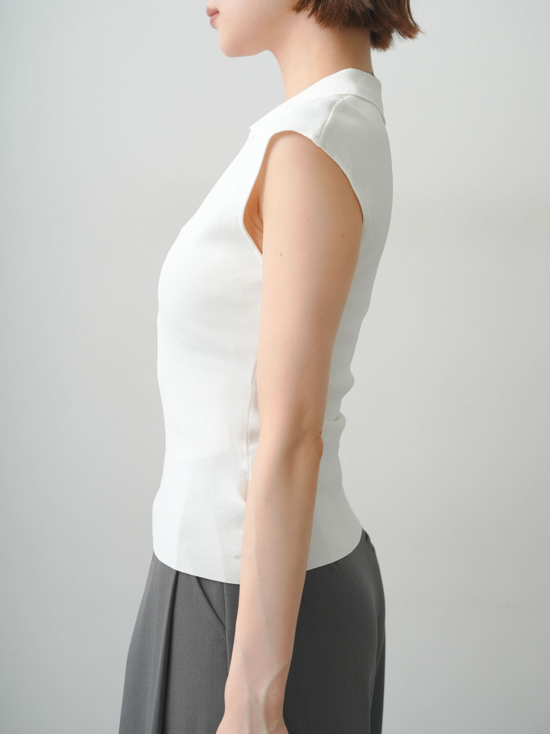 [予約]スキッパーフレンチニットトップス/white