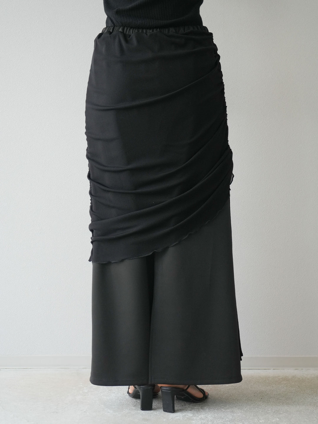 [予約]シアーレイヤードタイトスカート/ブラック