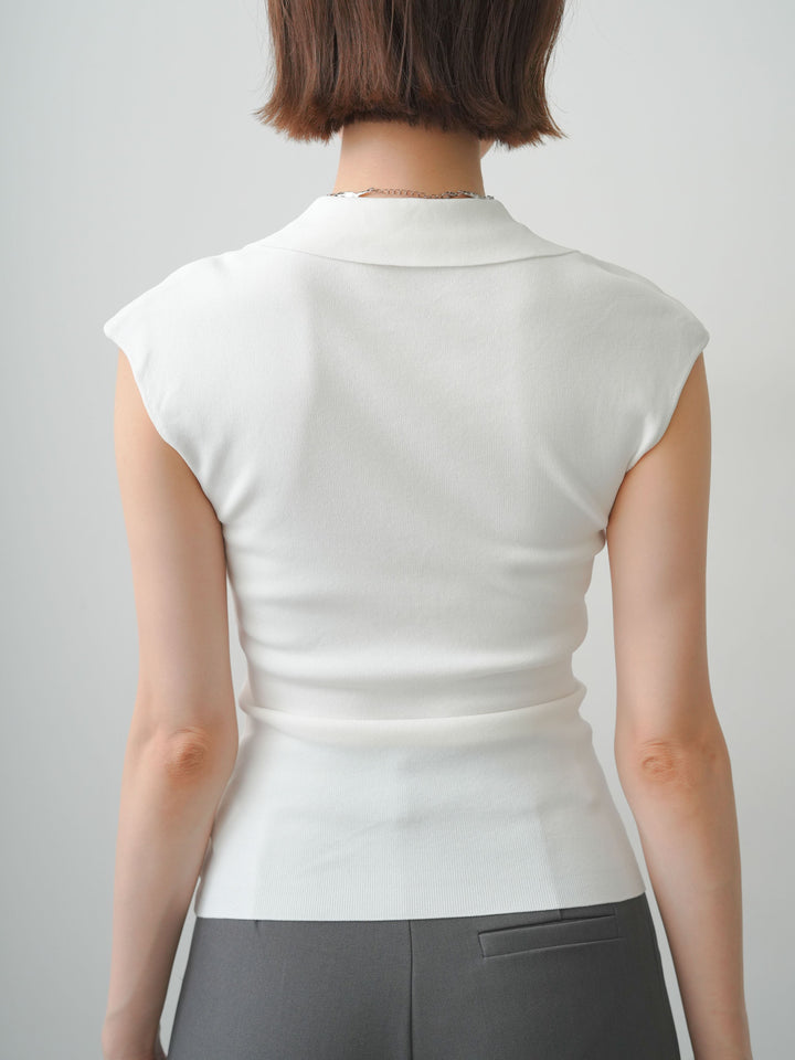[予約]スキッパーフレンチニットトップス/white