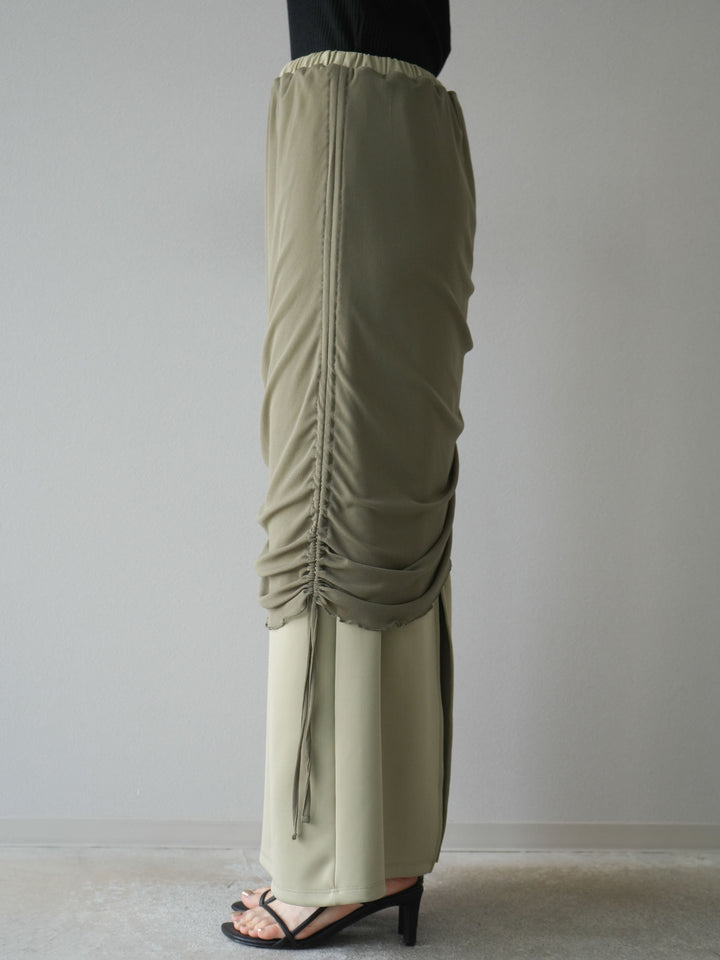 [予約]シアーレイヤードタイトスカート/ライトグリーン