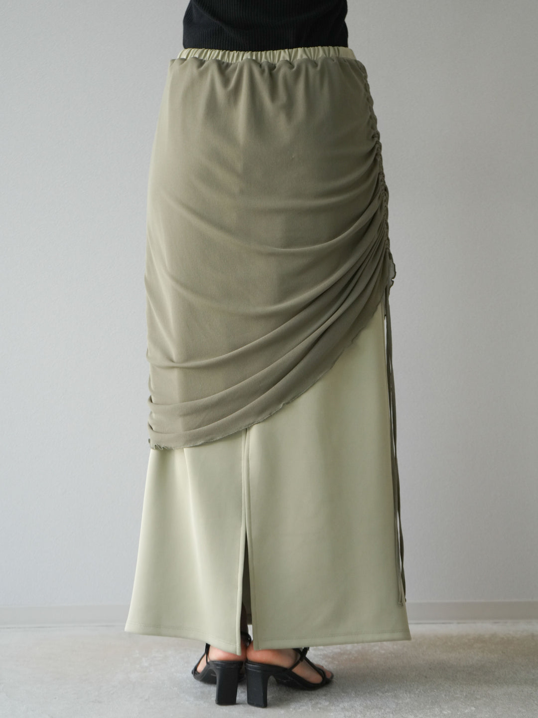 [予約]シアーレイヤードタイトスカート/ライトグリーン