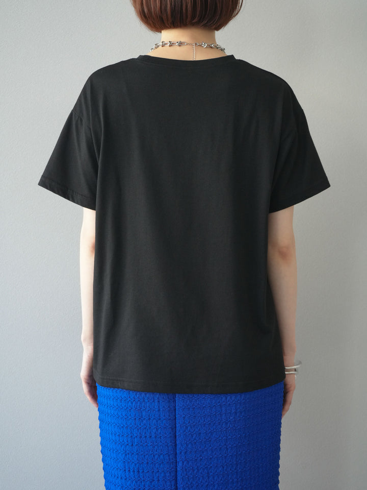 [予約]コード刺繍ロゴTシャツ/ブラック