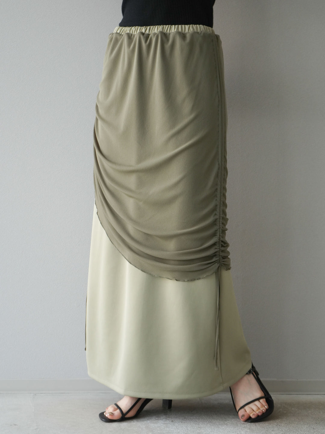 [予約]シアーレイヤードタイトスカート/ライトグリーン